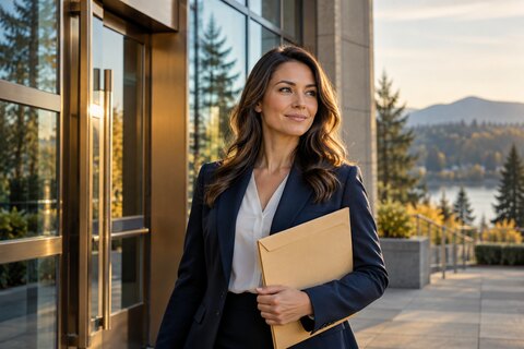 Illustrative scene of a courier carrying legal documents