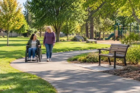 Accessible path and open lawn inspired by Walnut Grove Neighborhood Park.
