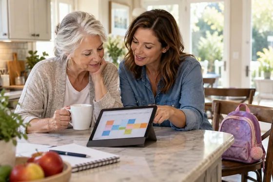 Two family members coordinating a pickup schedule.